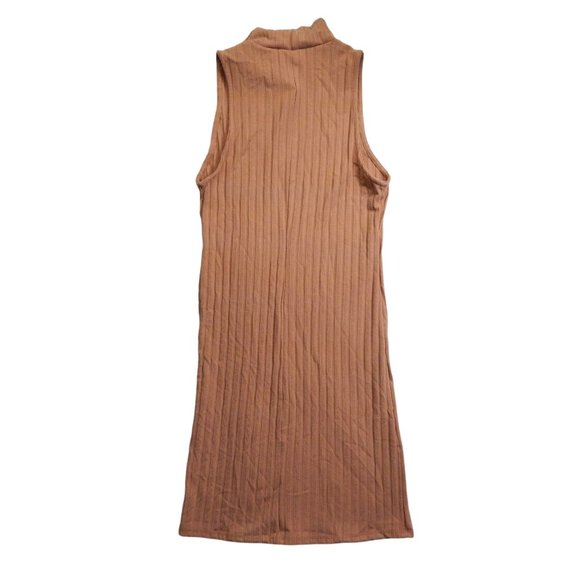 PacSun Womens Body Con Mock Turtleneck Midi Sleeveless Dress Tan Size M - Picture 2 of 9